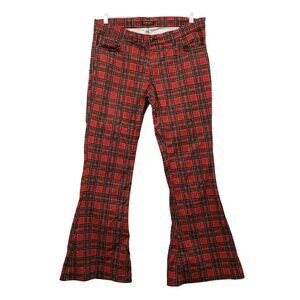Run & Fly Made in England Red Plaid Flare Leg Pants Mens 36 18 FLAW Holiday